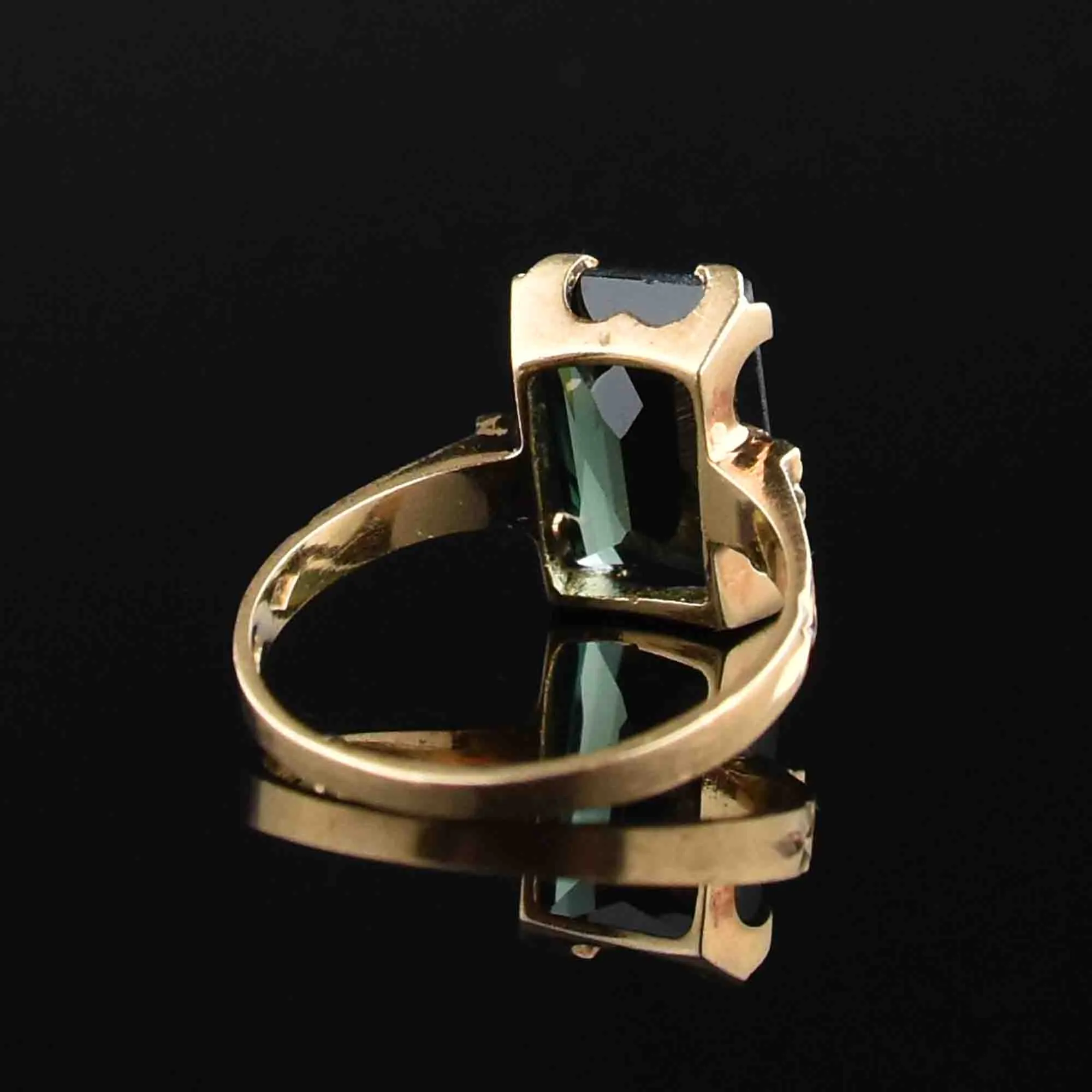 10K Gold Floral Tourmaline Ring Sz 6