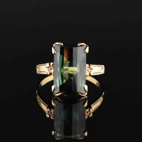 10K Gold Floral Tourmaline Ring Sz 6