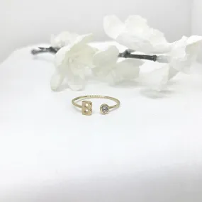 10k Gold Initial and CZ Ring