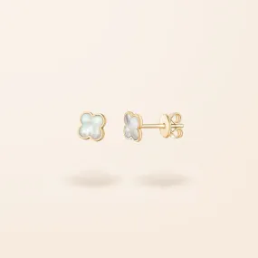 14K Gold Inlay Clover Earrings