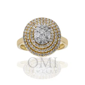 14K GOLD ROUND CUT HALO DIAMOND CLUSTER STATEMENT RING 0.83 CTW