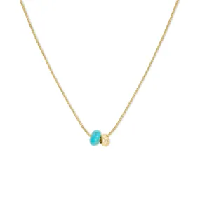 18K Gemstone Dual Bead Necklace with Turquoise