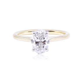 18K YELLOW GOLD NEW AIRE 1.20CT OVAL DIAMOND SOLITAIRE ENGAGEMENT RING