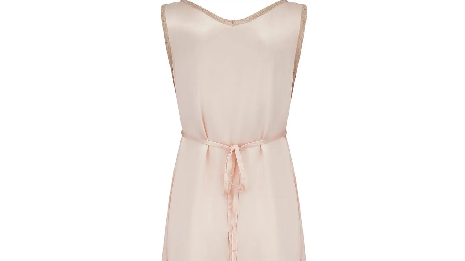 1930s Pink Satin Slip with Lace Cut-Out