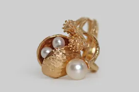 1960s Sea Fantasy Clamshell Cocktail Ring