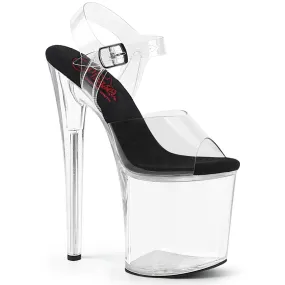 8 Inch Heel NAUGHTY-808 Clear Black Clear