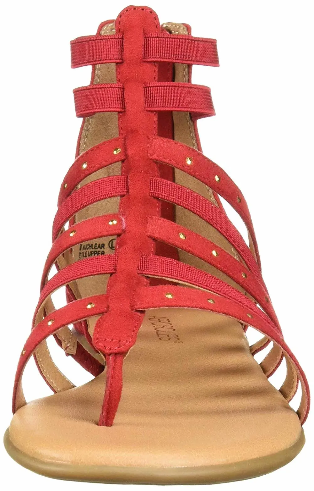 Aerosoles Women's NUCHLEAR Flat Sandal Red Suede Open Toe Gladiator Sandals