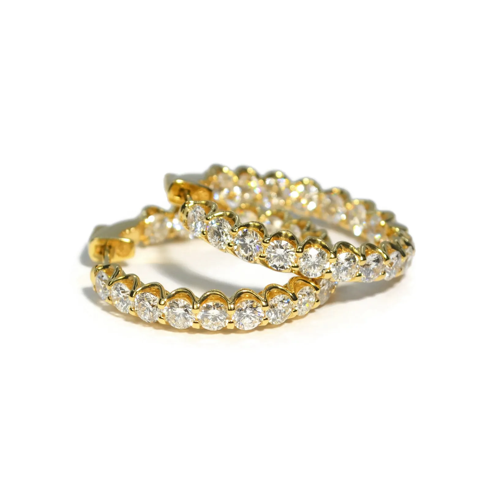 AFJ Diamond Collection - Hoop Earrings with Diamonds, 18k Yellow Gold