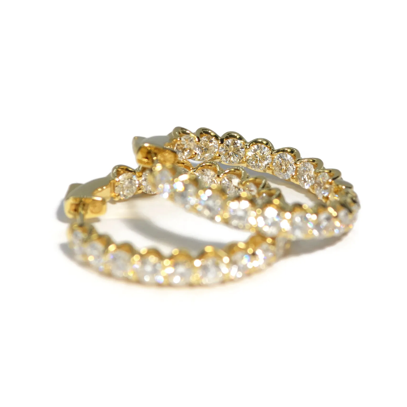 AFJ Diamond Collection - Hoop Earrings with Diamonds, 18k Yellow Gold