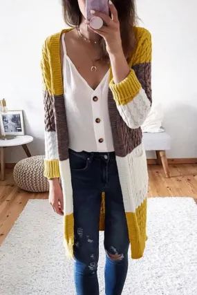 Alyssa Colorblock Pocketed Cable Cardigan