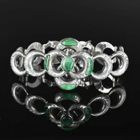 Antique Scottish Crescent Moon Malachite Bracelet