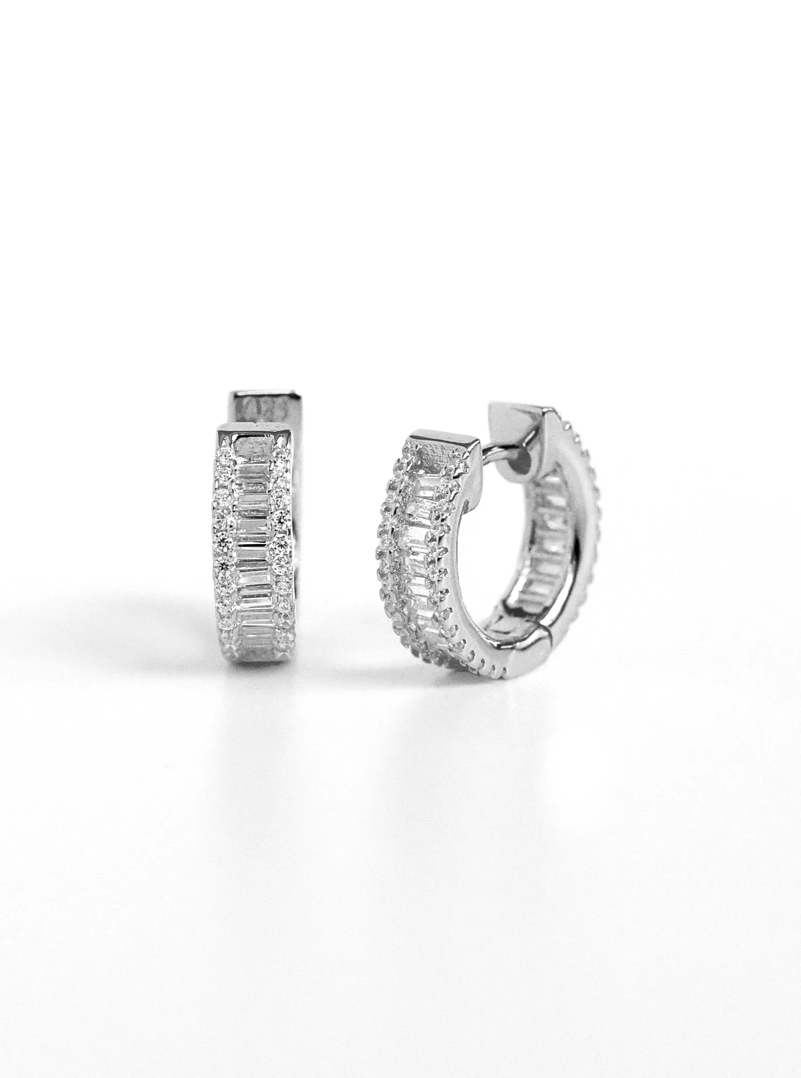 Baguette CZ Hoop Earrings