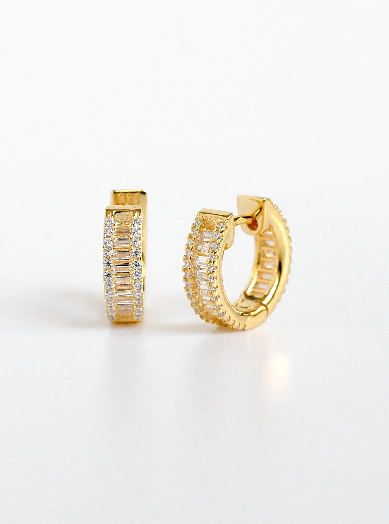 Baguette CZ Hoop Earrings