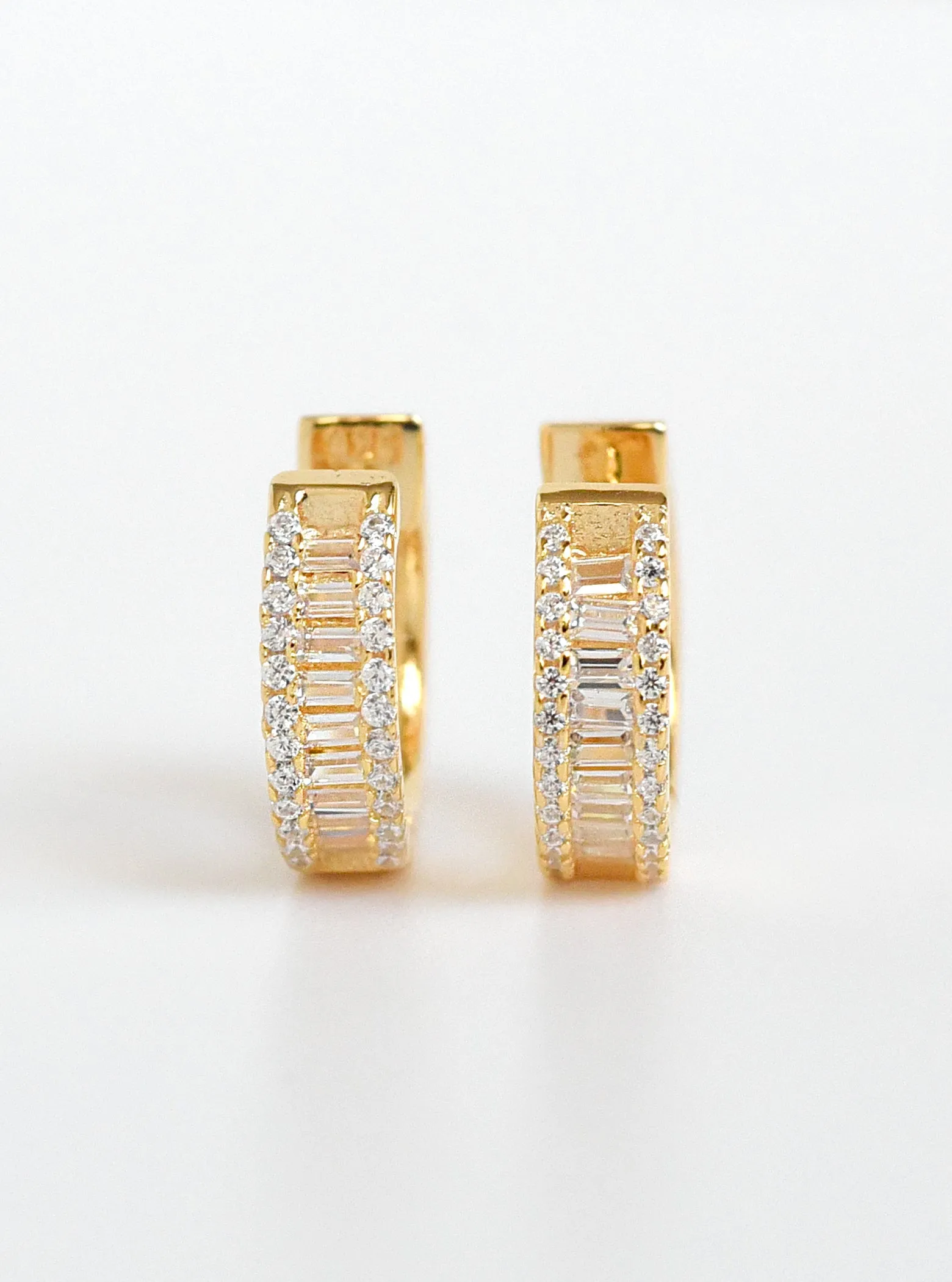 Baguette CZ Hoop Earrings