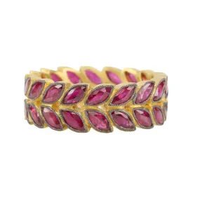 Blackened 22K Gold Ruby Laurel Ring