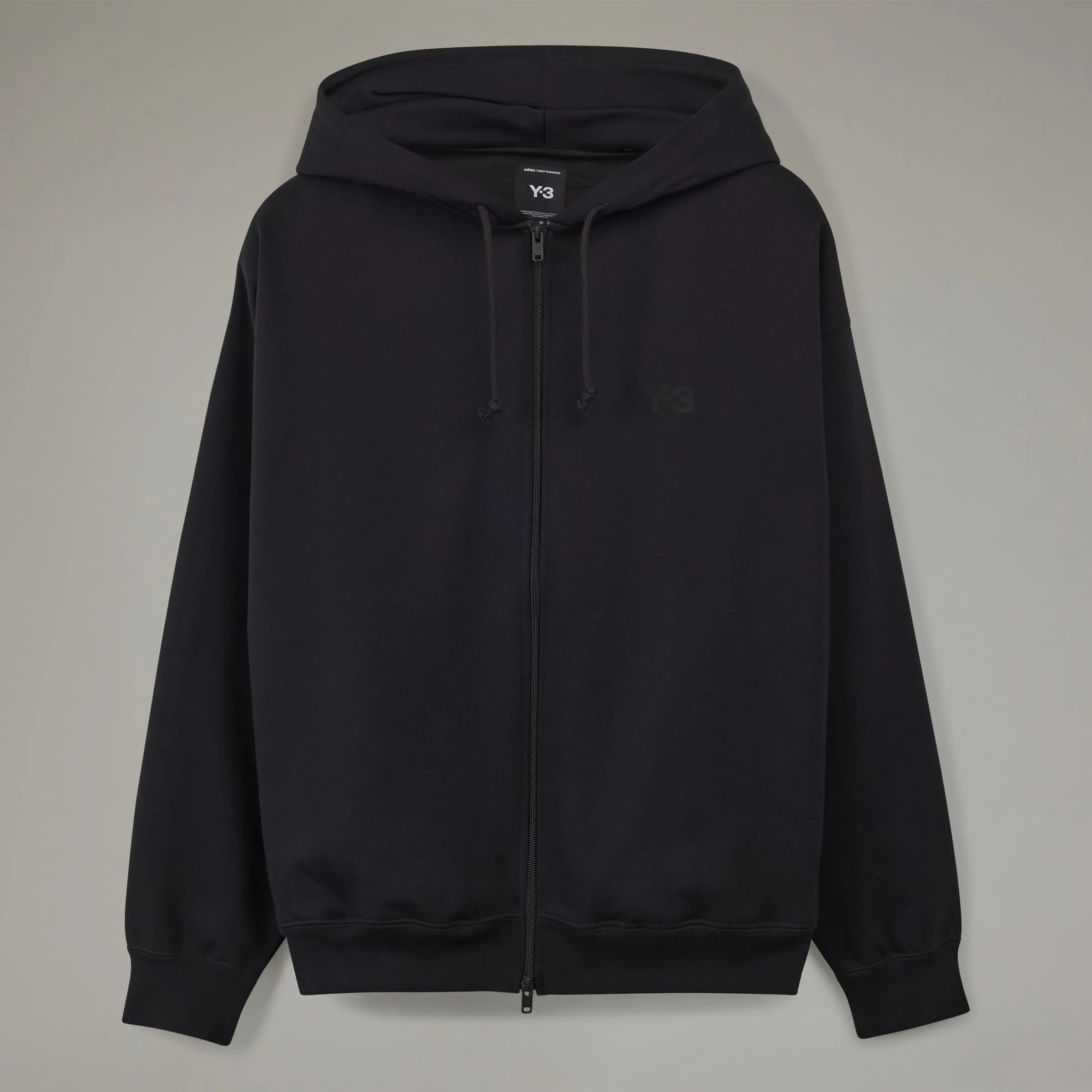 BRUSHED TERRY ZIP BLACK HOODIE