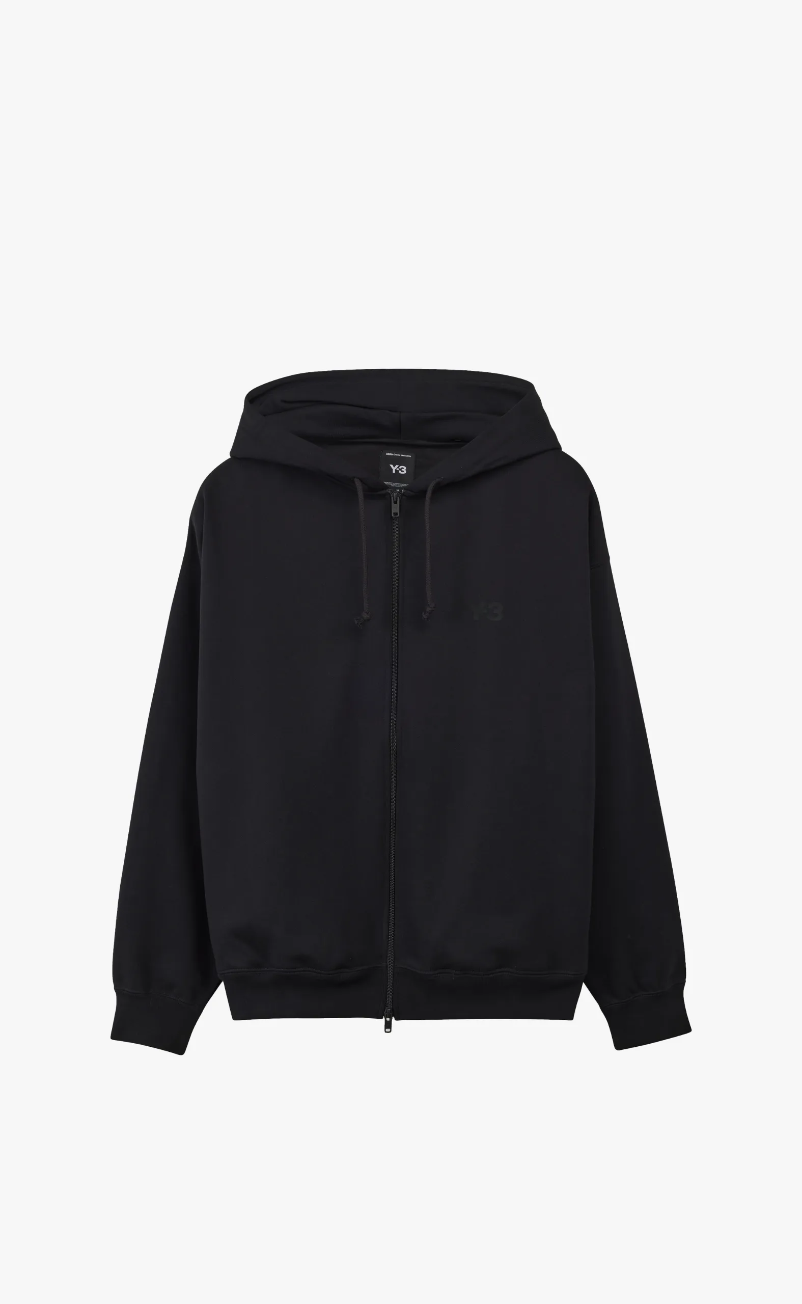 BRUSHED TERRY ZIP BLACK HOODIE