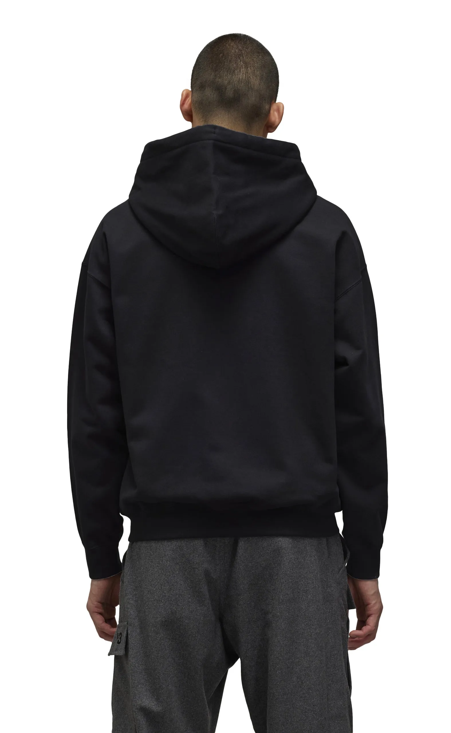 BRUSHED TERRY ZIP BLACK HOODIE