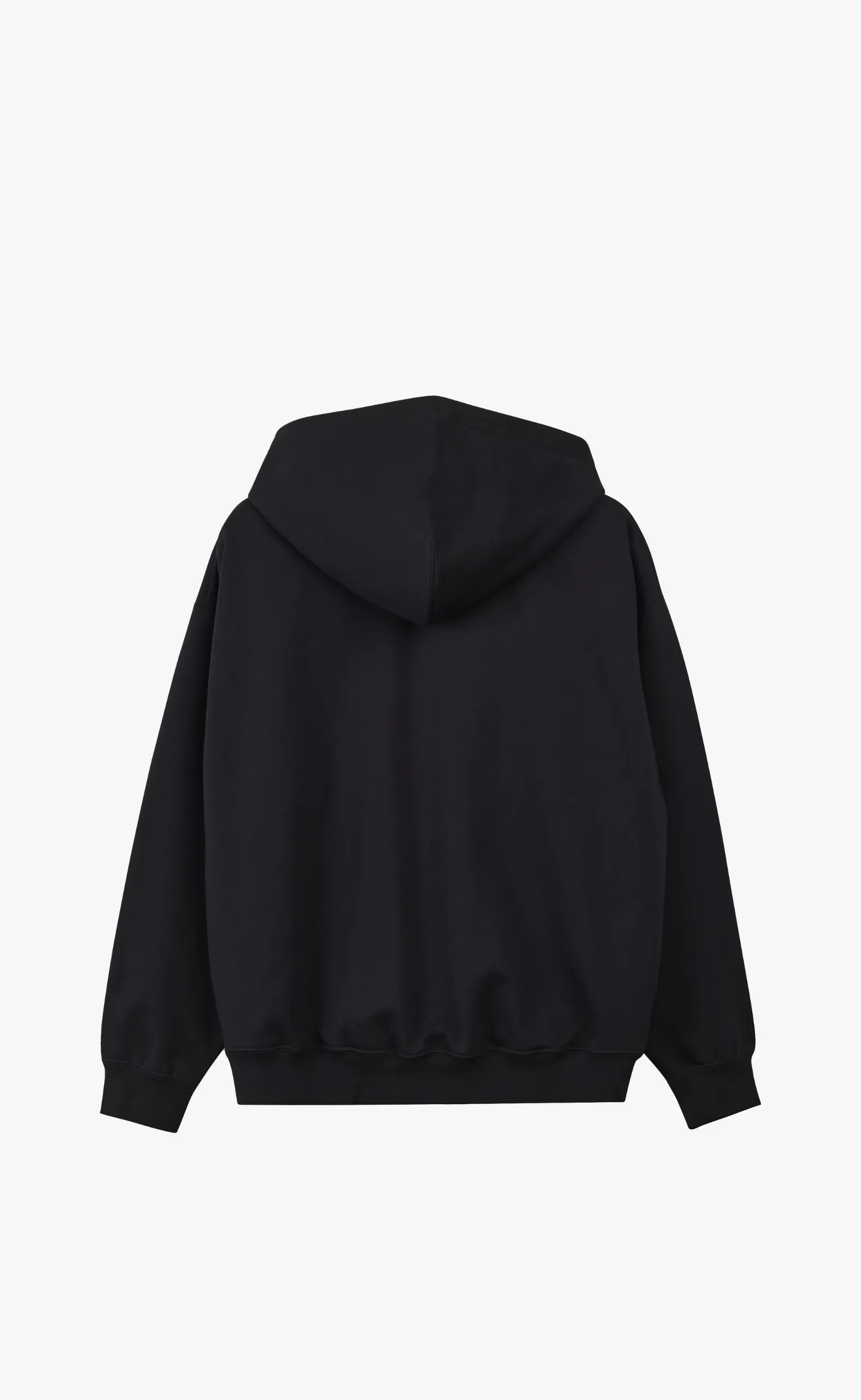 BRUSHED TERRY ZIP BLACK HOODIE