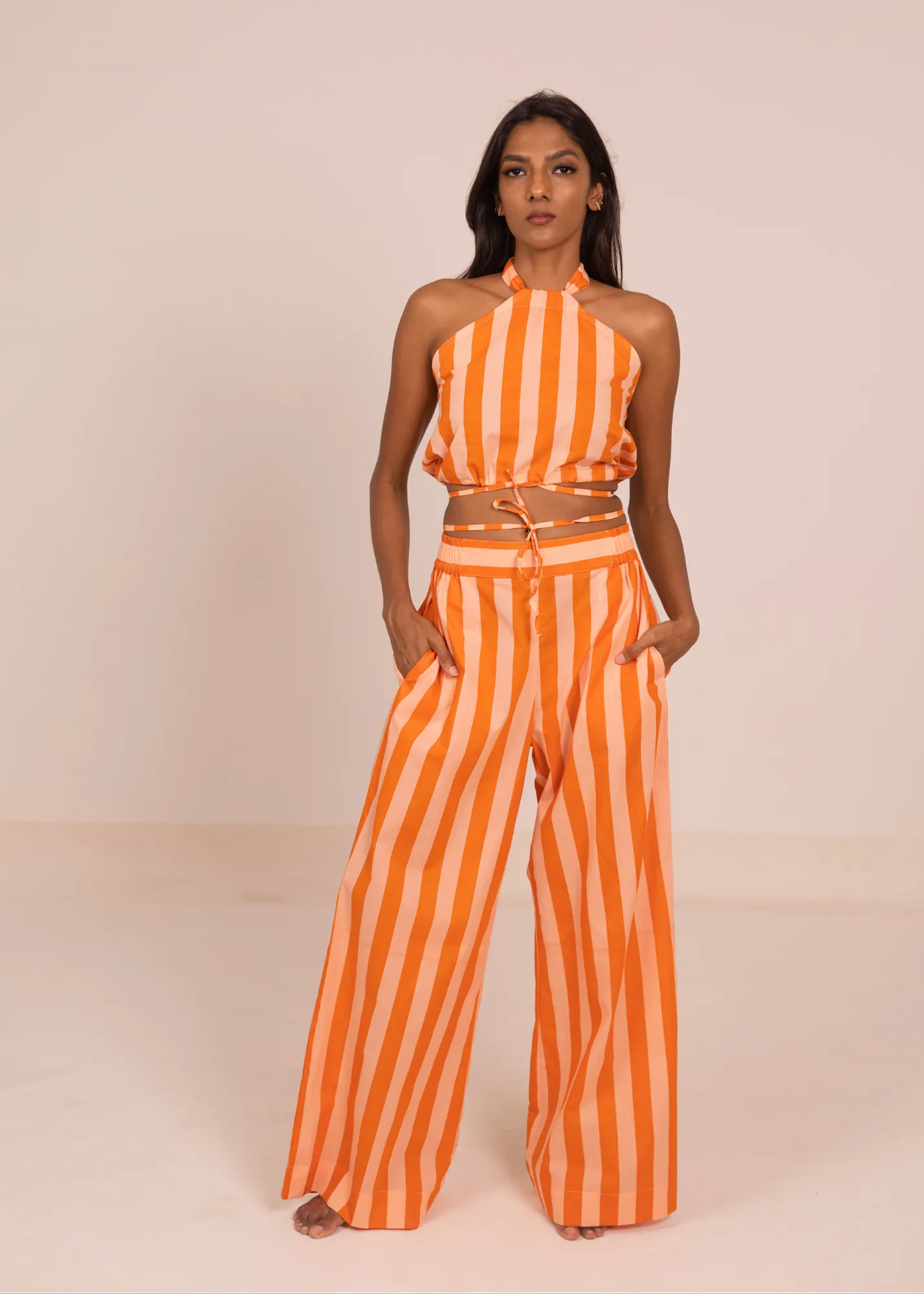 Chhaya Wide Leg Pant - Sunset Stripes