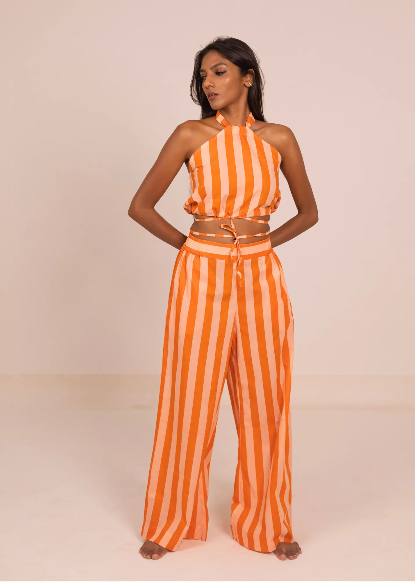 Chhaya Wide Leg Pant - Sunset Stripes