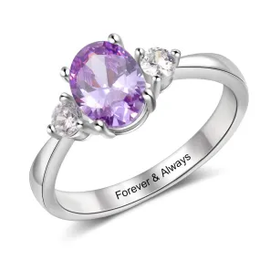 Classic Customized Oval Birthstone Rings For Women