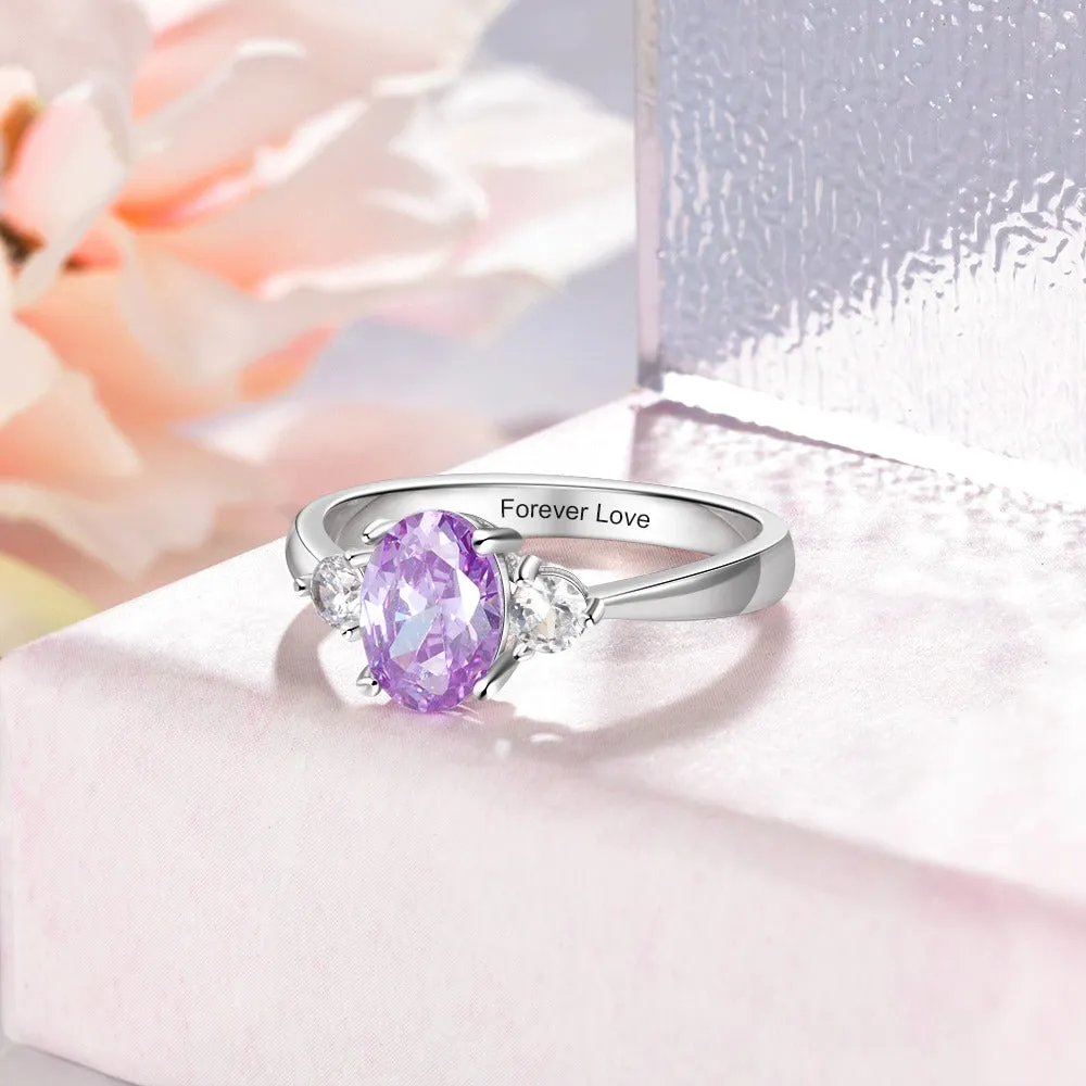 Classic Customized Oval Birthstone Rings For Women