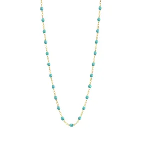 Classic Gigi Turquoise Green necklace, yellow gold, 16.5"