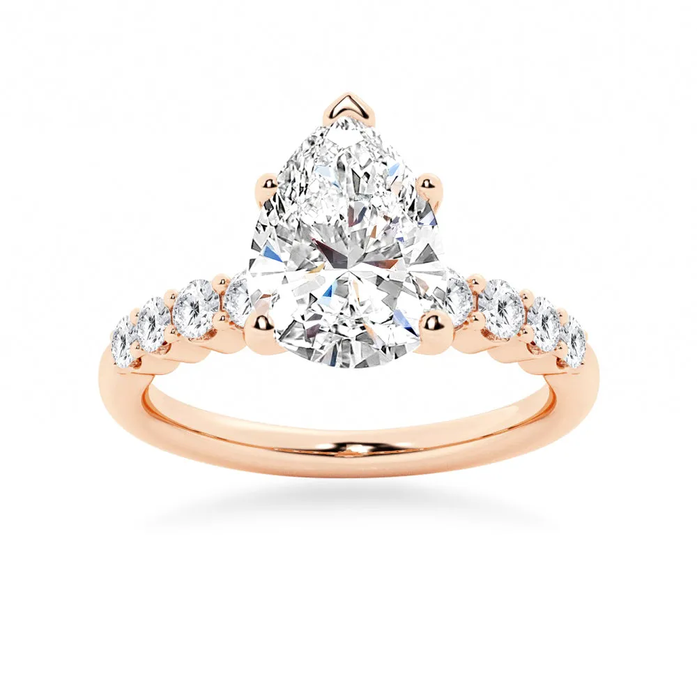 Classic Shared-Prong Pear Shaped Moissanite Engagement Ring