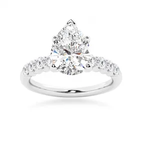 Classic Shared-Prong Pear Shaped Moissanite Engagement Ring