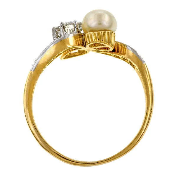 Edwardian Pearl & Diamond Toi et Moi Ring