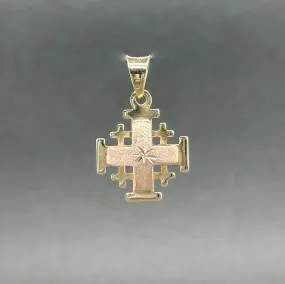 Estate 14K TT Gold Hollow Jerusalem Cross Pendant