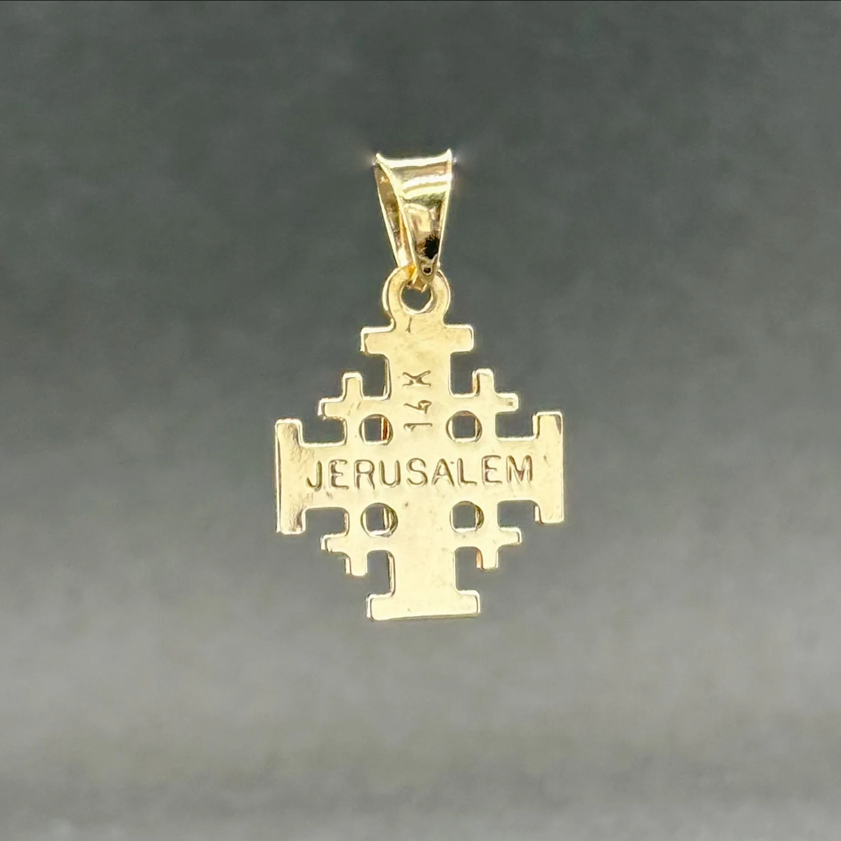 Estate 14K TT Gold Hollow Jerusalem Cross Pendant