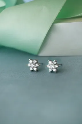 Floral Cluster Sterling Silver Stud Earrings