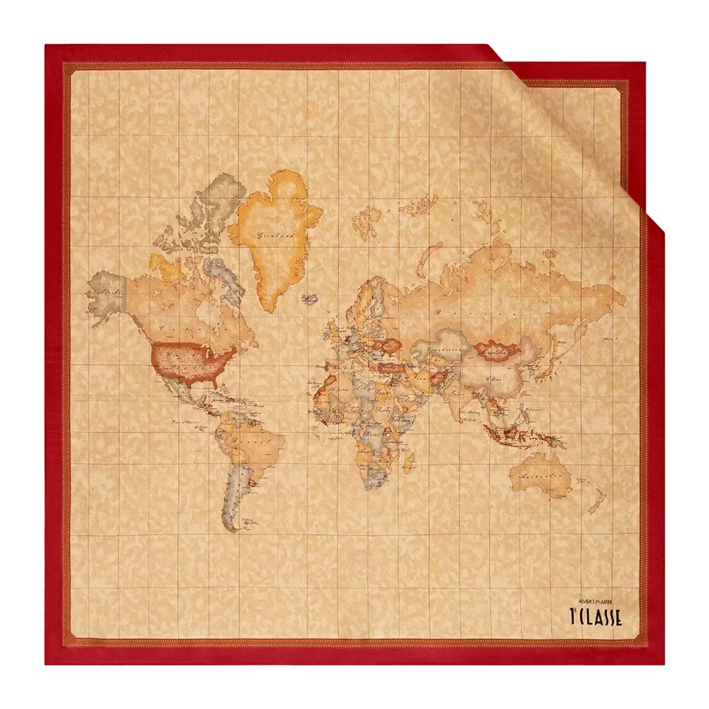 Foulard in Seta 70 x 70 cm 1A Classe Alviero Martini Geo Classic e Rosso Scarlatto 3170