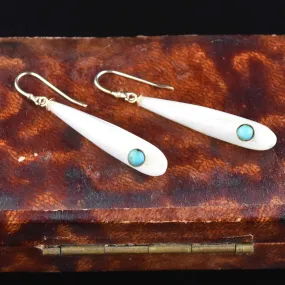 Gold Mother of Pearl Turquoise Chandelier Earrings