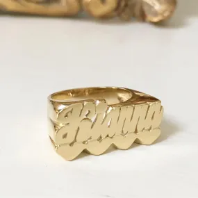 Gold Name Ring | 4 Hearts