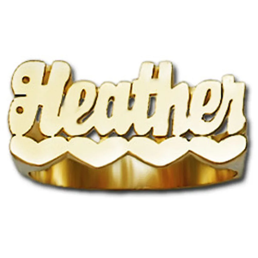 Gold Name Ring | 4 Hearts