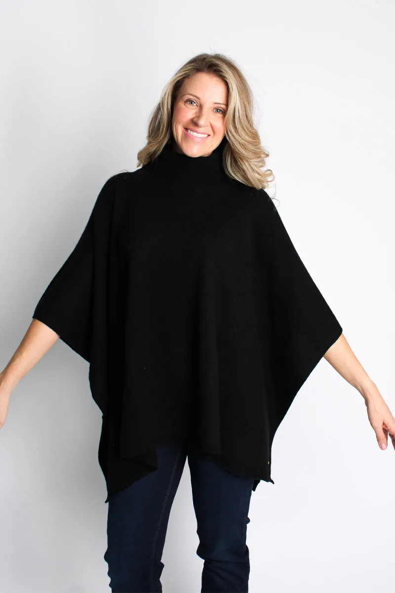 Lemonwood Cashmere Turtleneck Poncho | Black   Brown