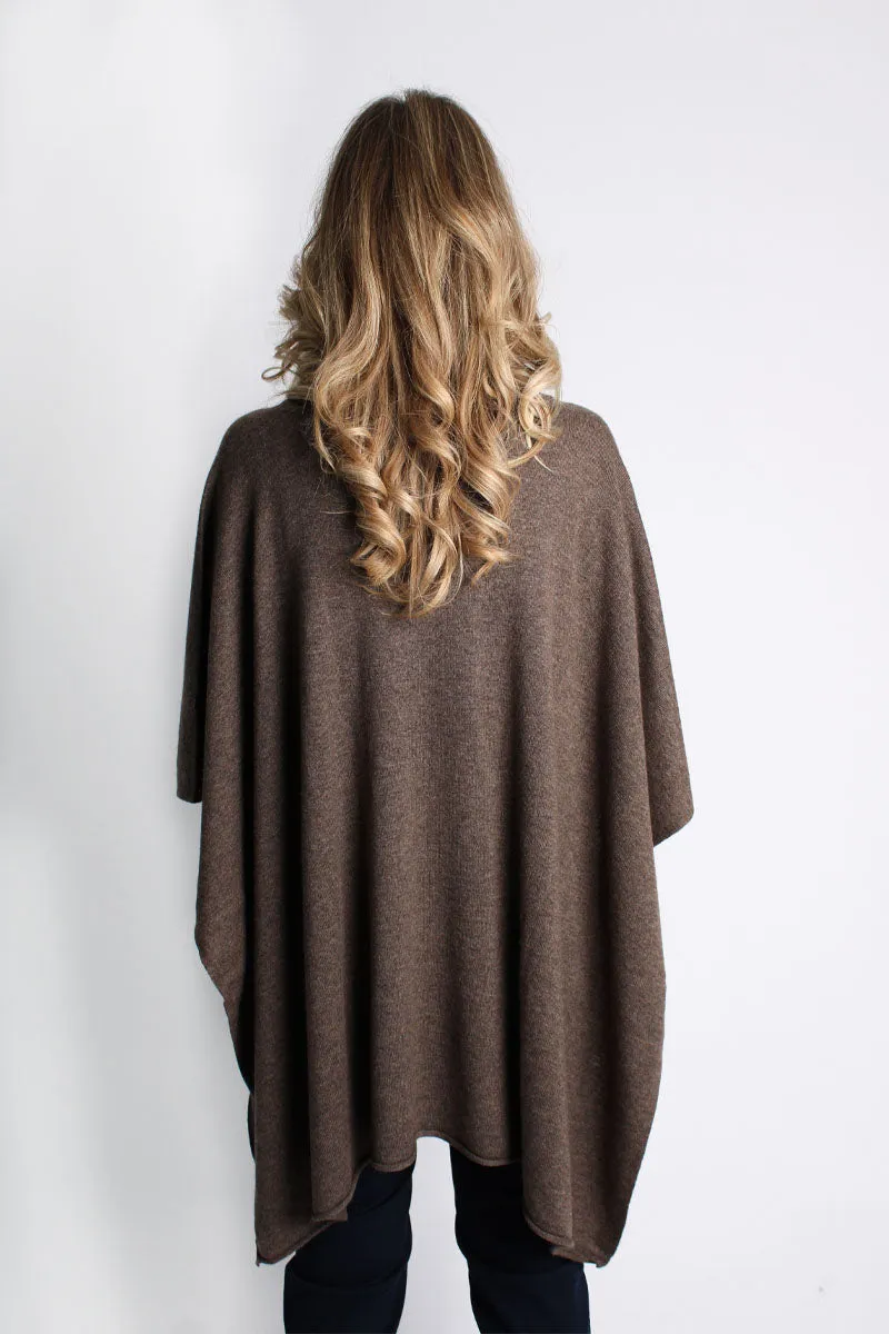 Lemonwood Cashmere Turtleneck Poncho | Black   Brown