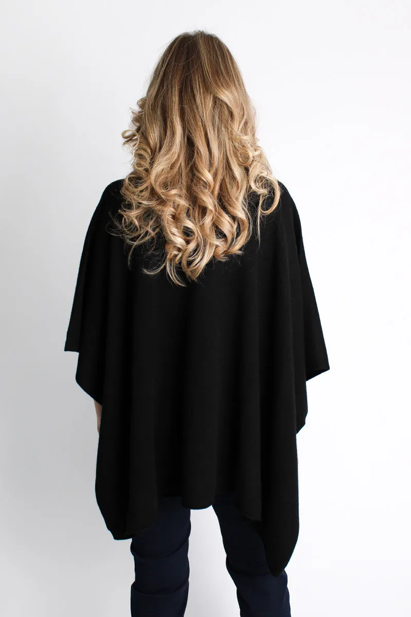 Lemonwood Cashmere Turtleneck Poncho | Black   Brown