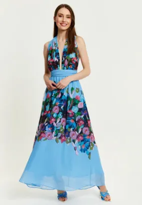 Liquorish Floral Print Deep V Neck Multiway Maxi Dress