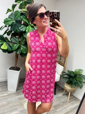 Lizzy Tank Dress in Magenta Floral Tile