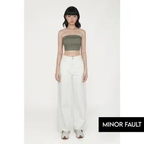 (Minor Fault) OffWhite Mid Rise Wide Leg Jeans