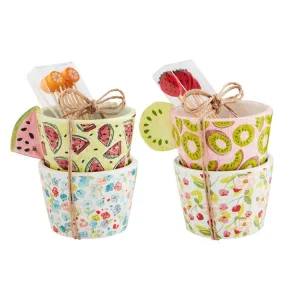 Mud Pie Fruity Floral Ramekin & Toothpick Set