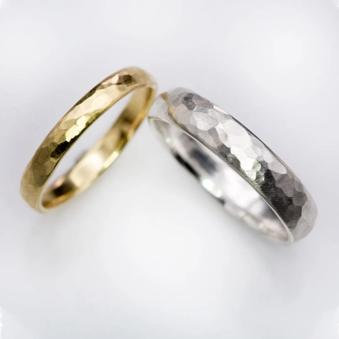 Narrow Hammered Texture Wedding Band