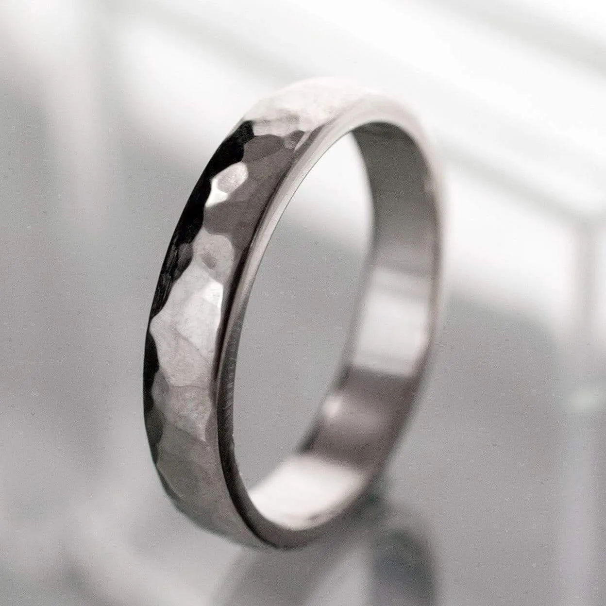 Narrow Hammered Texture Wedding Band