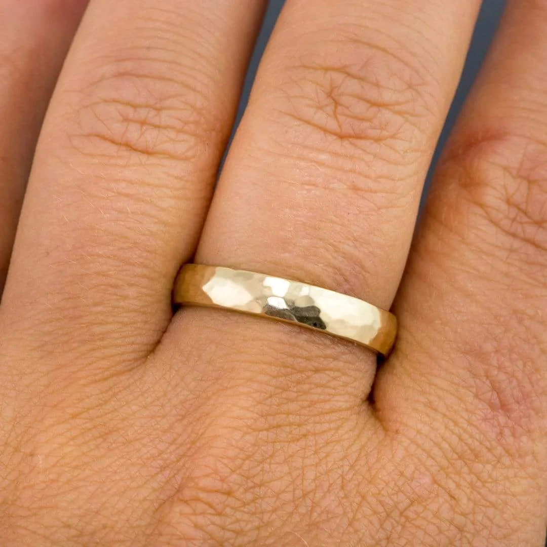 Narrow Hammered Texture Wedding Band