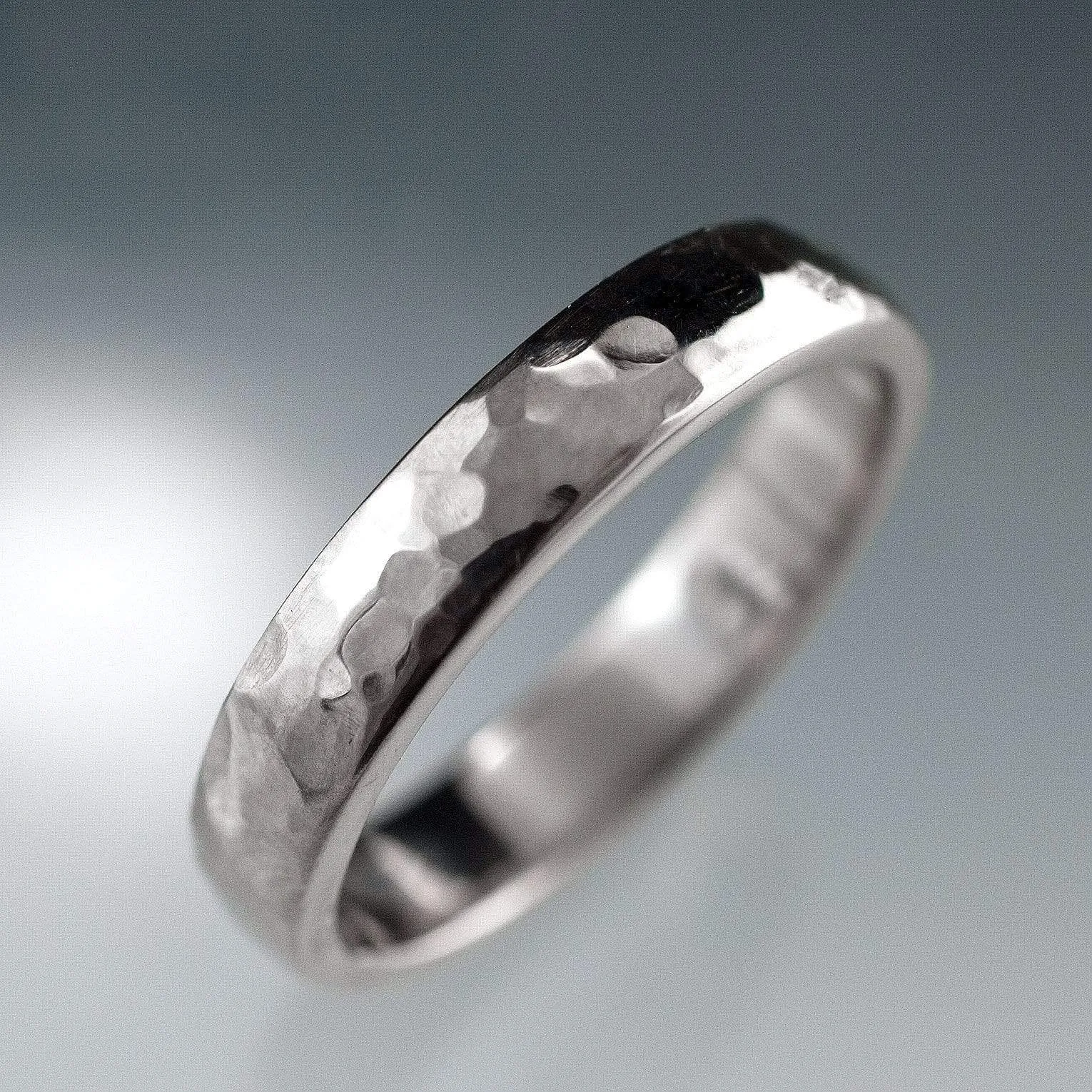 Narrow Hammered Texture Wedding Band