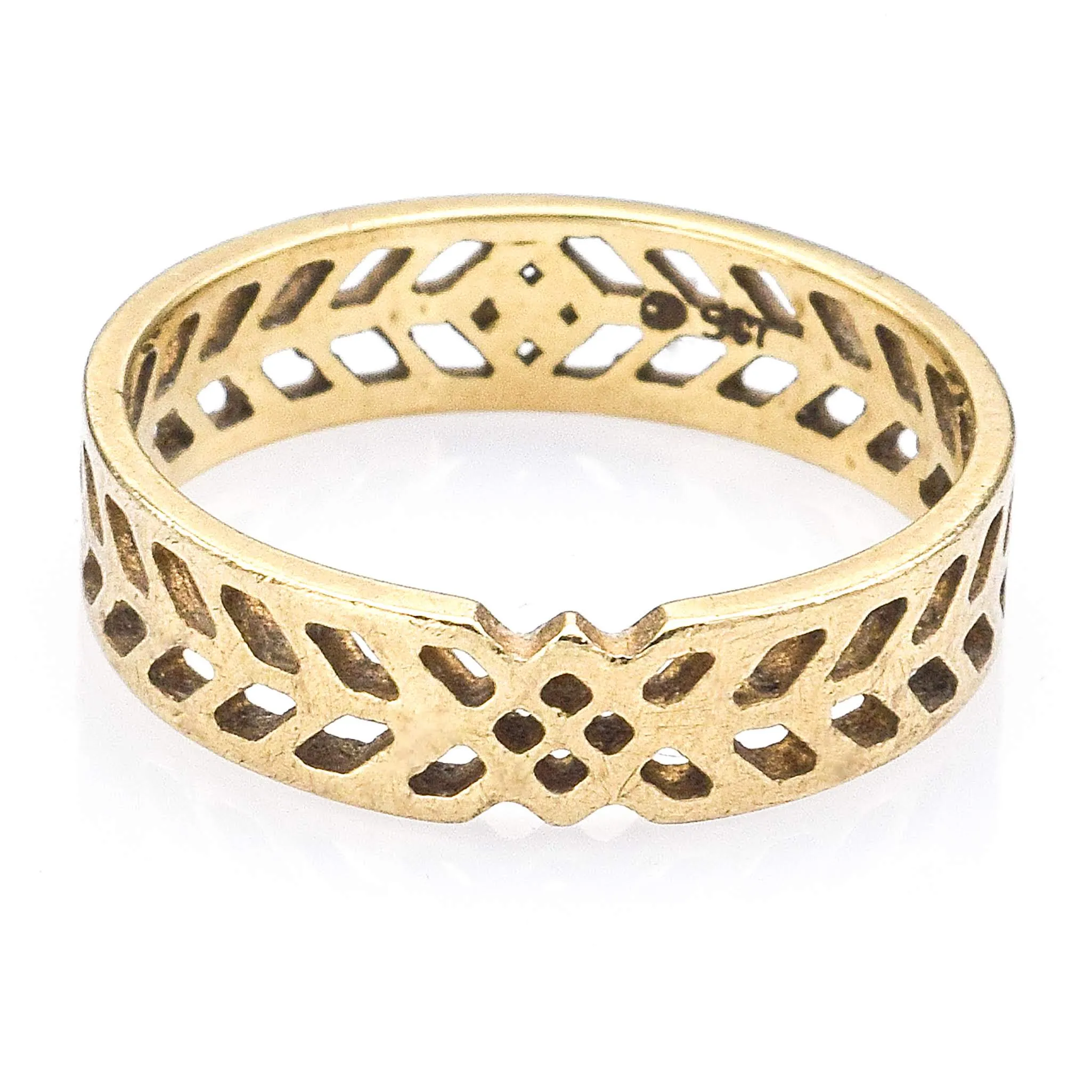 Ortak Frank Lloyd Wright 9K Yellow Gold Art Deco Filigree Band Ring